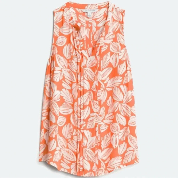 EUC 41 Hawthorn Soft Orange Breyson Pleat Detail Split Neck Blouse - Picture 1 of 5